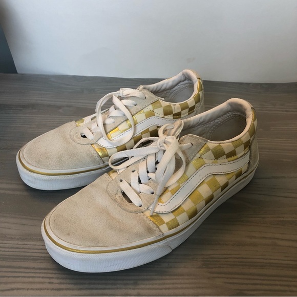 VANS Old Skool Gold Checkered Skate Shoe, Womens 7.5 - Picture 4 of 6